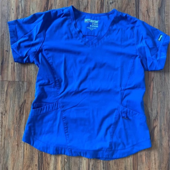 Grey's Anatomy Scrub Top Women’s Large Blue V-Neck Nursing Uniform - Picture 1 of 4